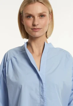 Online River Woods Katoenen effen oversized V-hals blouse blauw -