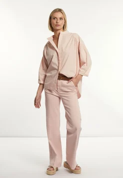 Sale River Woods Katoenen effen oversized V-hals blouse   roze -