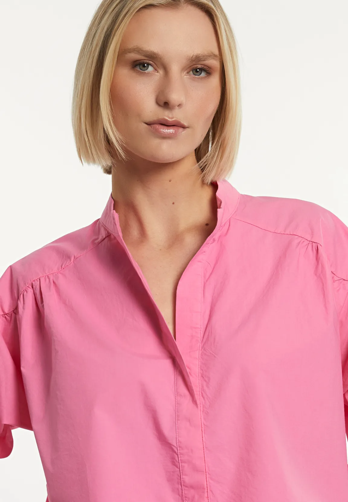 Clearance River Woods Katoenen effen oversized V-hals blouse roze -