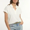 Best River Woods Katoenen effen polo T-shirt korte mouwen écru -