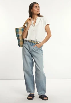 Best River Woods Katoenen effen polo T-shirt korte mouwen écru -