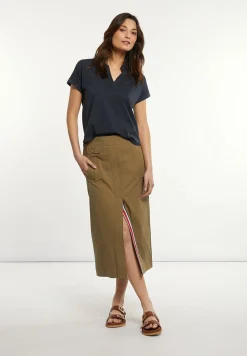 Outlet River Woods Katoenen effen polo T-shirt korte mouwen navy -