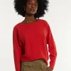 New River Woods Katoenen effen trui ronde hals lange mouwen rood -