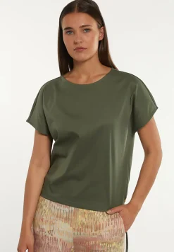 Discount River Woods Katoenen fancy T-shirt ronde hals kaki -