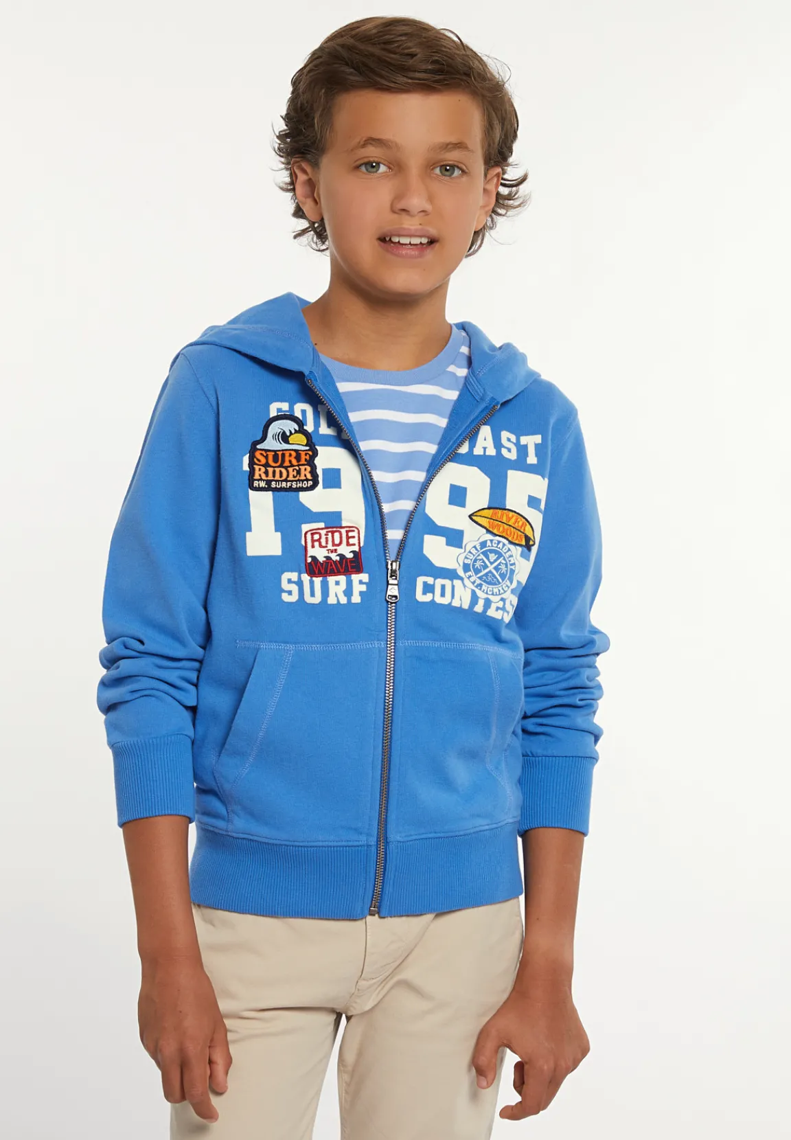 Clearance River Woods Katoenen fantasie fleece hoodie azure -