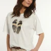 Online River Woods Katoenen fantasie T-shirt ronde hals korte mouwen   écru -
