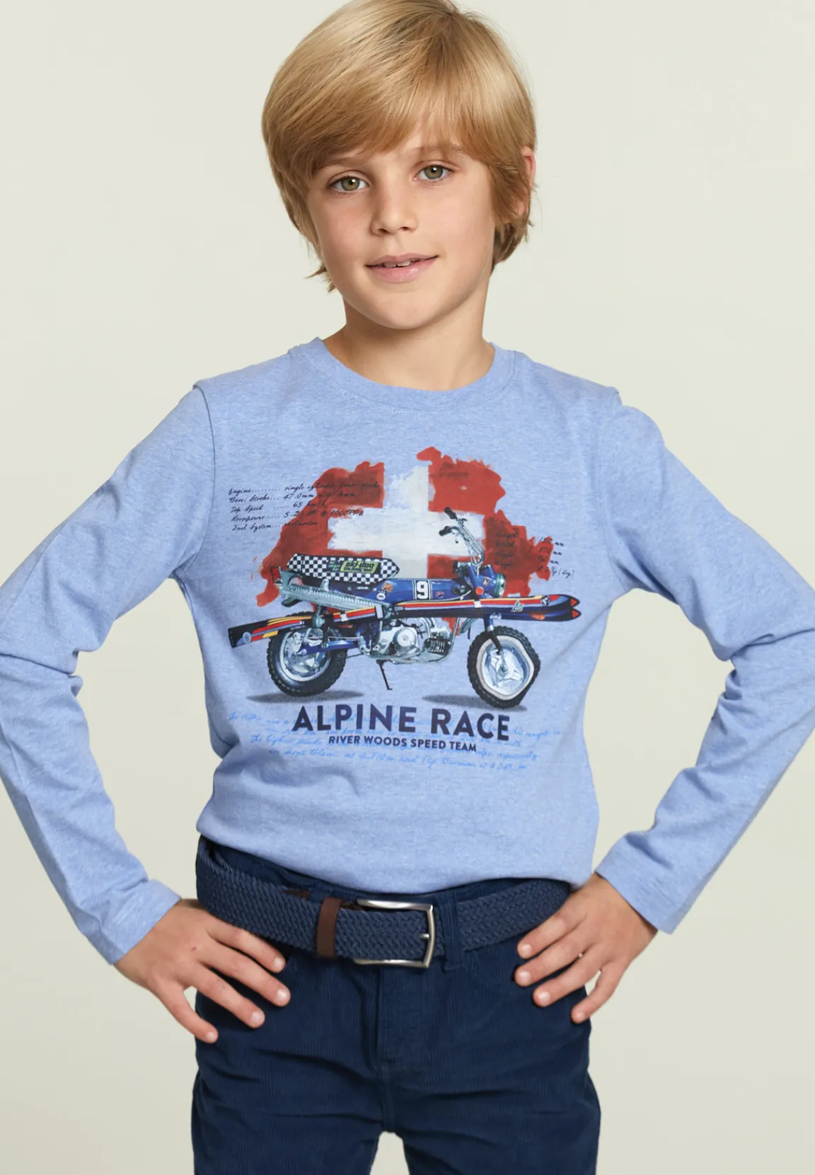 Best River Woods Katoenen fantasie T-shirt jeans mix -
