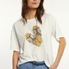 Hot River Woods Katoenen fantasie T-shirt ronde hals korte mouwen écru -