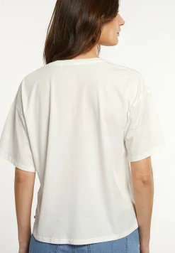 Hot River Woods Katoenen fantasie T-shirt ronde hals korte mouwen écru -