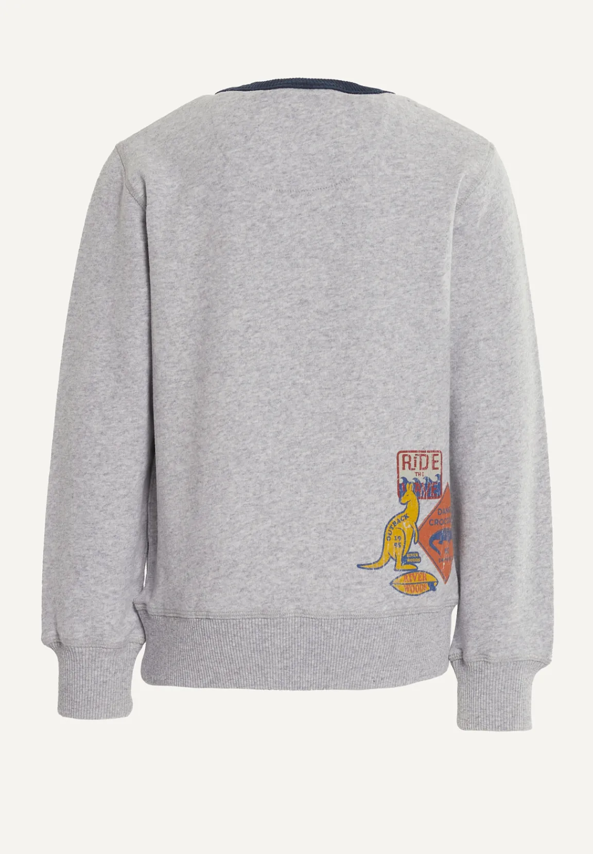 Clearance River Woods Katoenen fantasietrui ronde hals pearl grey mix/ night denim mix -