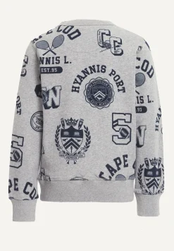 Fashion River Woods Katoenen fantasietrui ronde hals pearl grey mix -