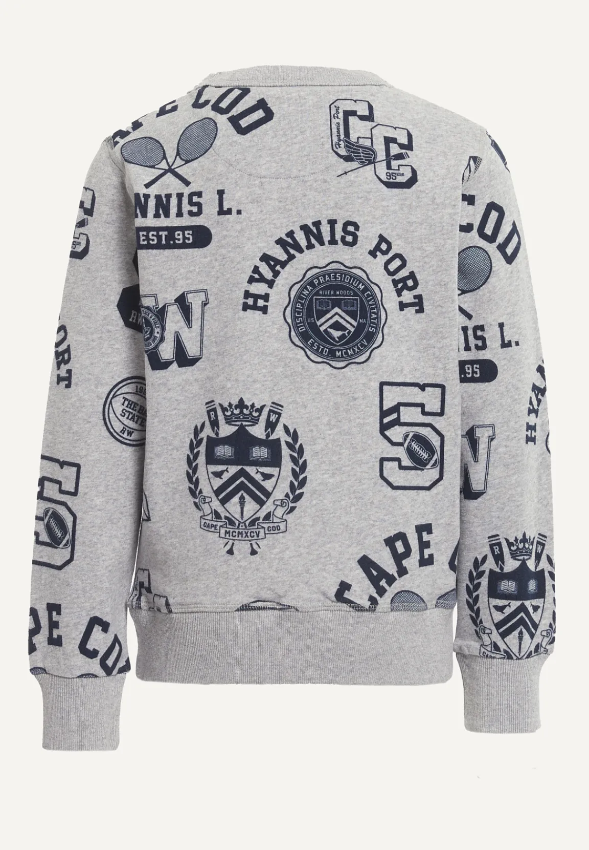 Fashion River Woods Katoenen fantasietrui ronde hals pearl grey mix -