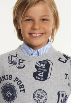 Fashion River Woods Katoenen fantasietrui ronde hals pearl grey mix -