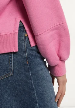 Hot River Woods Katoenen fleecetrui ronde hals roze -