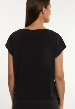 Sale River Woods Katoenen geborduurde T-shirt boothals zwart -