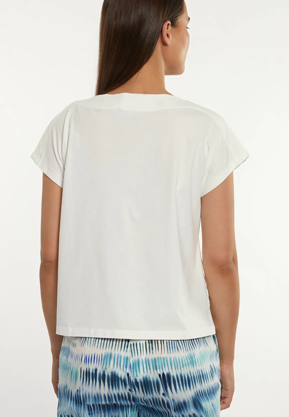 Outlet River Woods Katoenen geborduurde T-shirt boothals écru -