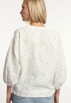 Online River Woods Katoenen geborduurde V-hals blouse écru -