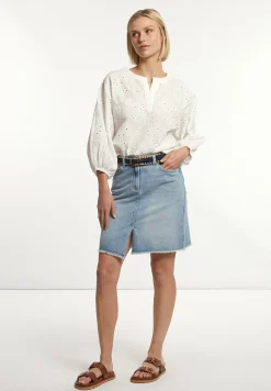 Online River Woods Katoenen geborduurde V-hals blouse écru -