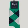 Sale River Woods Katoenen geruite sokken groen -