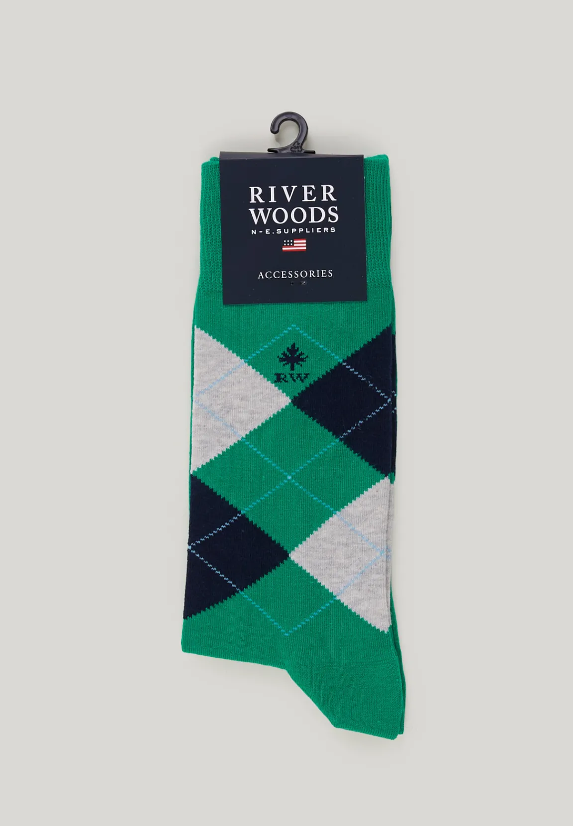 Sale River Woods Katoenen geruite sokken groen -
