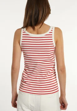 Fashion River Woods Katoenen gestreept topje écru/rood -
