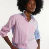 Best River Woods Katoenen gestreepte blouse borstzak blauw/roze -