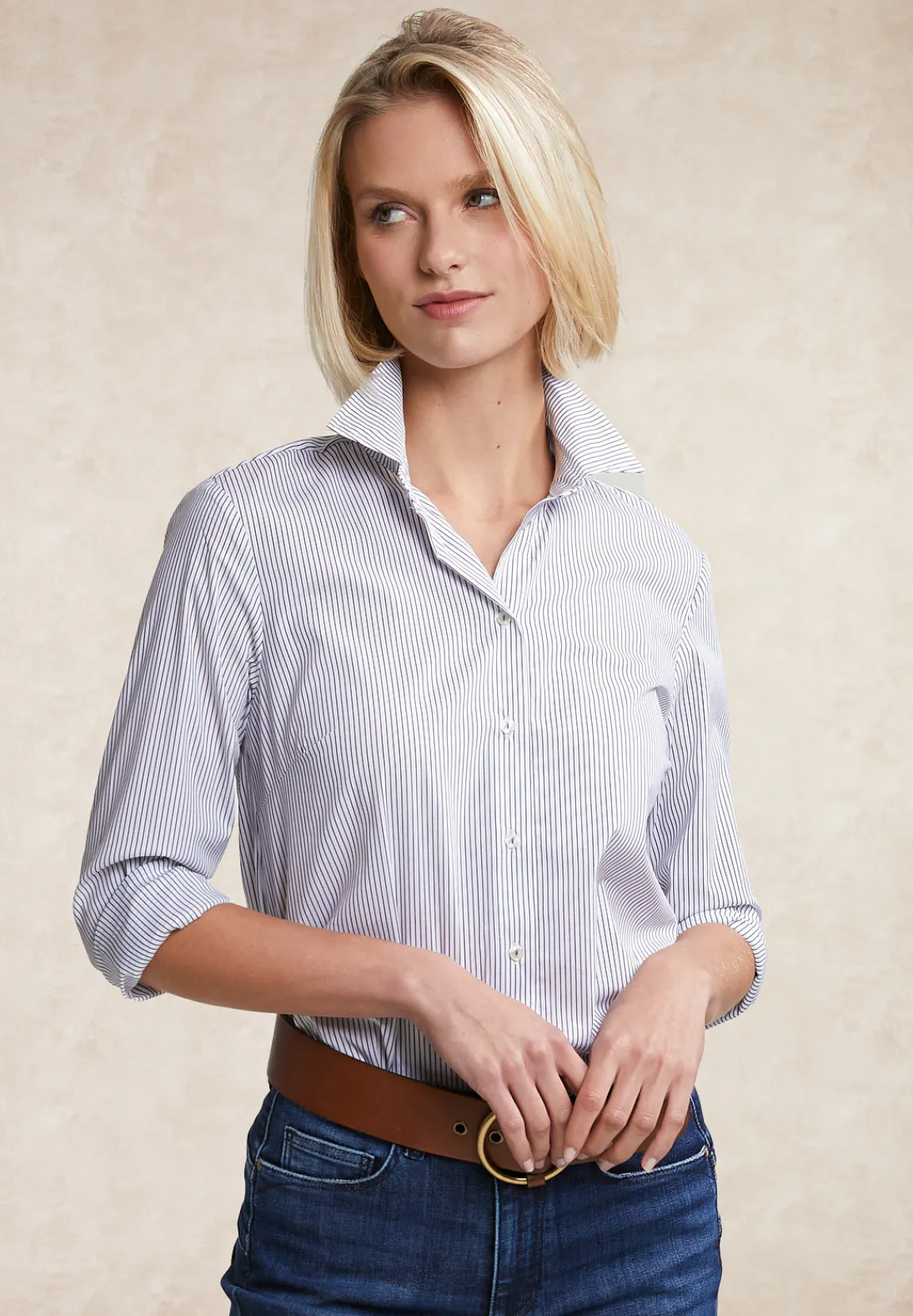 Outlet River Woods Katoenen gestreepte blouse grijs/wit -