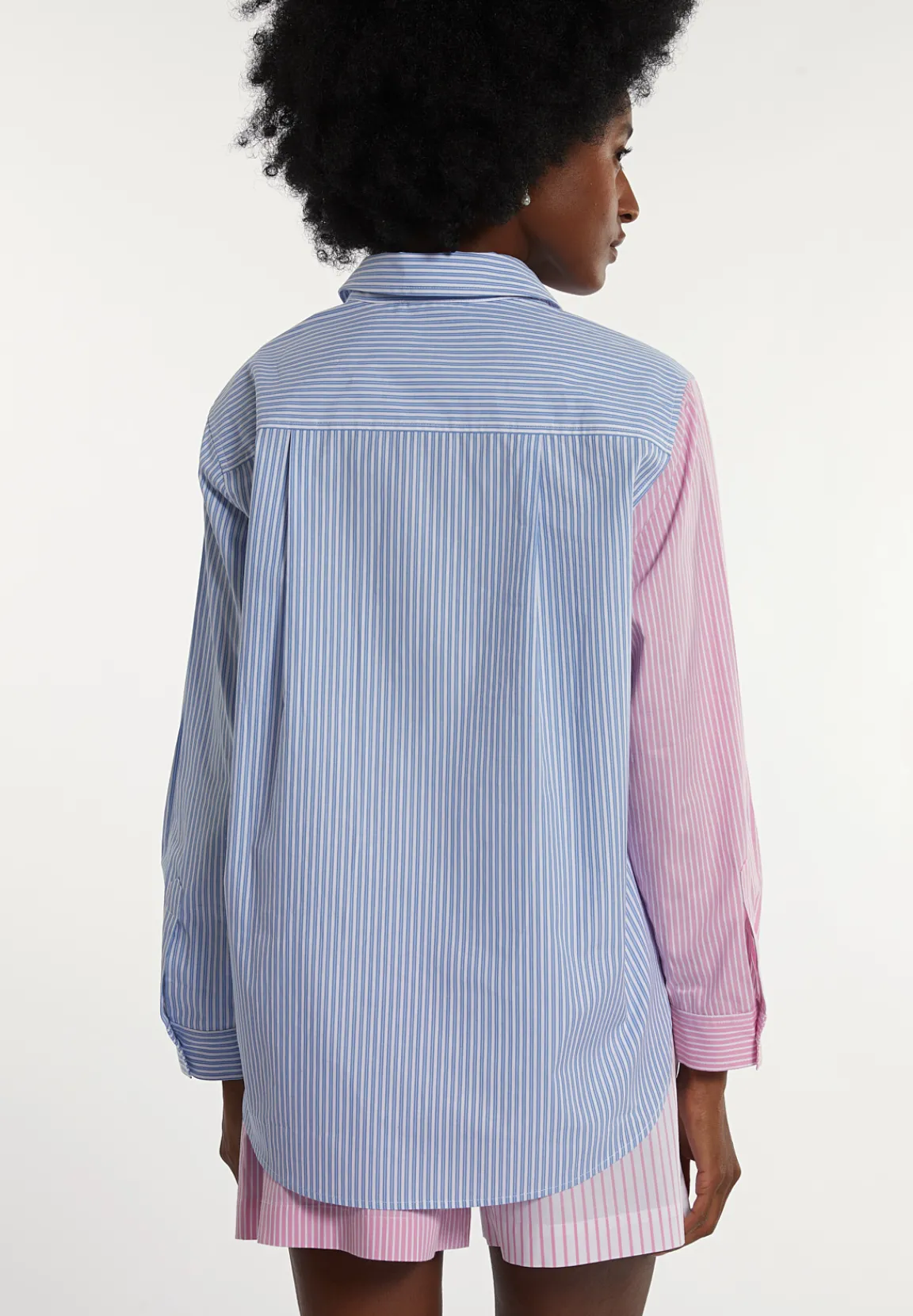 Best River Woods Katoenen gestreepte blouse borstzak blauw/roze -