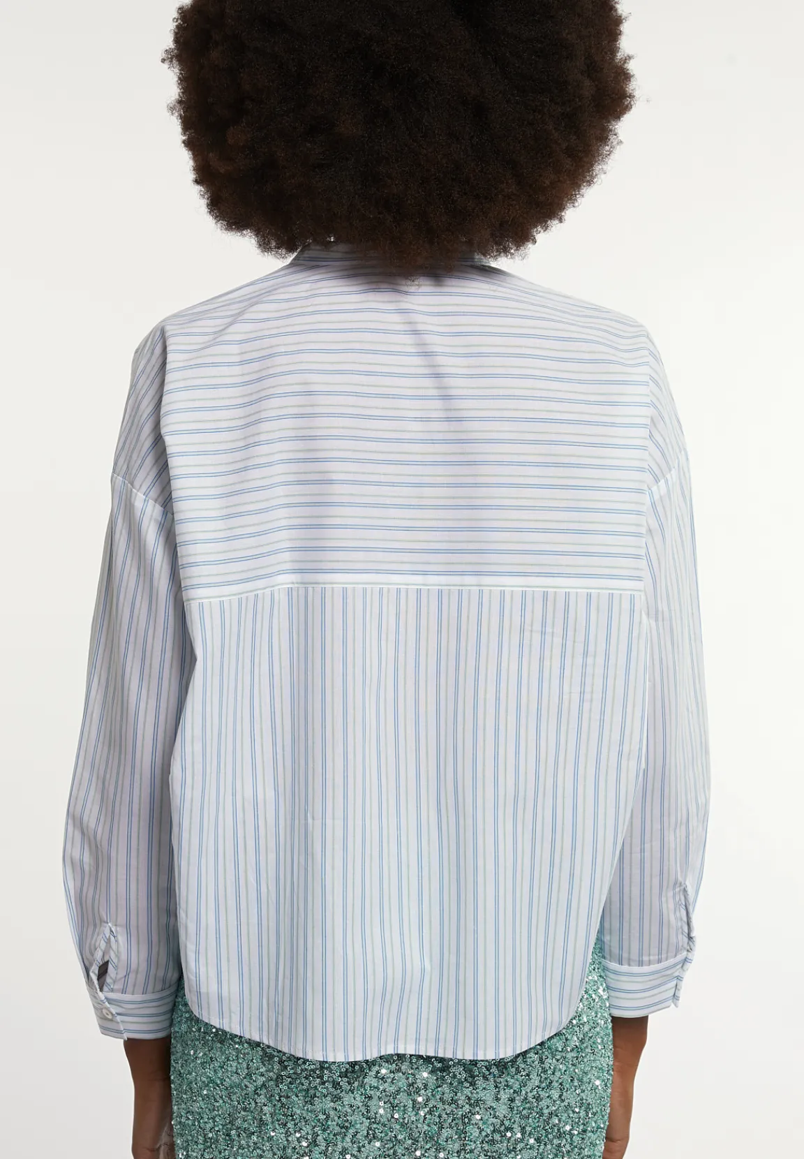 New River Woods Katoenen gestreepte fantasieblouse groen/wit -