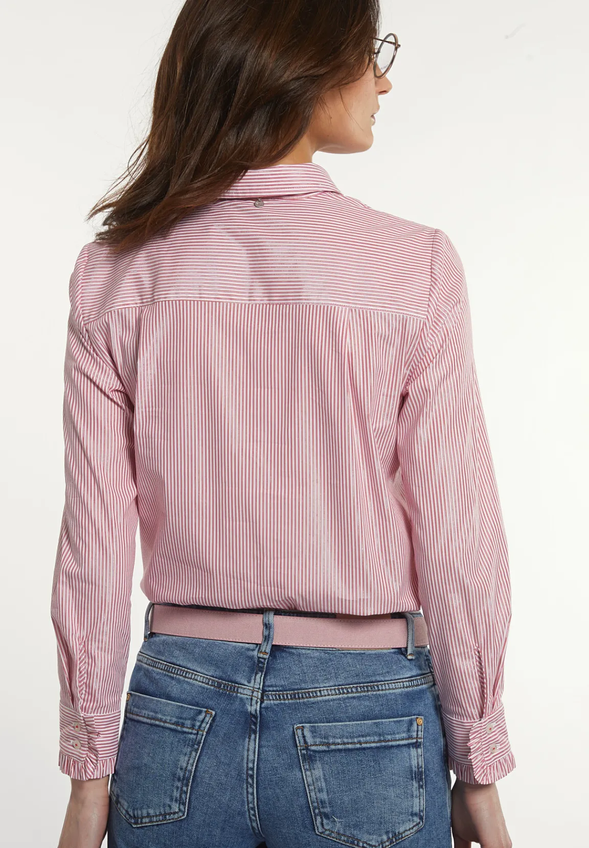 Clearance River Woods Katoenen gestreepte glitter blouse borstzak roze/rood -