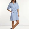 Clearance River Woods Katoenen gestreepte jurk korte mouwen blauw/wit -