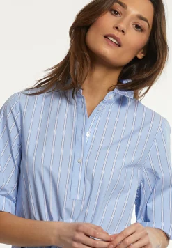 Clearance River Woods Katoenen gestreepte jurk korte mouwen blauw/wit -