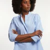 Outlet River Woods Katoenen gestreepte oversized V-hals blouse blauw/wit -