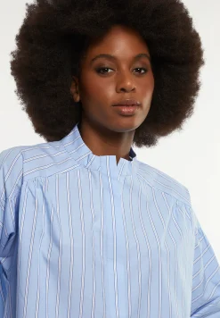 Outlet River Woods Katoenen gestreepte oversized V-hals blouse blauw/wit -