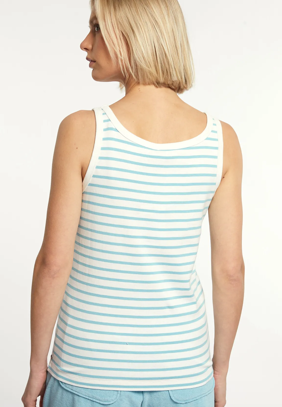 Hot River Woods Katoenen gestreepte top écru/blauw -
