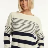 Online River Woods Katoenen gestreepte trui ronde hals blauw/wit -