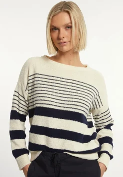 Online River Woods Katoenen gestreepte trui ronde hals blauw/wit -