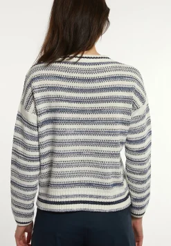 Fashion River Woods Katoenen gestreepte trui ronde hals navy/wit -