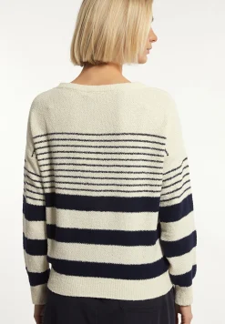 Online River Woods Katoenen gestreepte trui ronde hals blauw/wit -