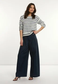 Fashion River Woods Katoenen gestreepte trui ronde hals navy/wit -
