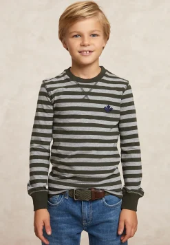 Online River Woods Katoenen gestreepte T-shirt grijs/kaki -