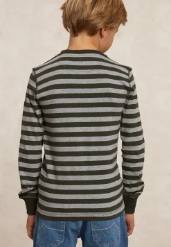 Online River Woods Katoenen gestreepte T-shirt grijs/kaki -