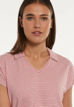 Outlet River Woods Katoenen gestreepte T-shirt polokraag rood/wit -