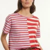 Hot River Woods Katoenen gestreepte wijde T-shirt ronde hals multi -