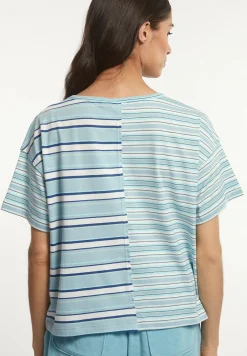 Discount River Woods Katoenen gestreepte wijde T-shirt ronde hals blauw -