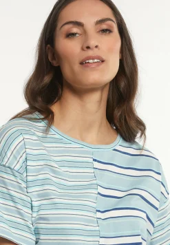 Discount River Woods Katoenen gestreepte wijde T-shirt ronde hals blauw -