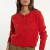 Outlet River Woods Katoenen gilet ronde hals opgestikte zakken rood -