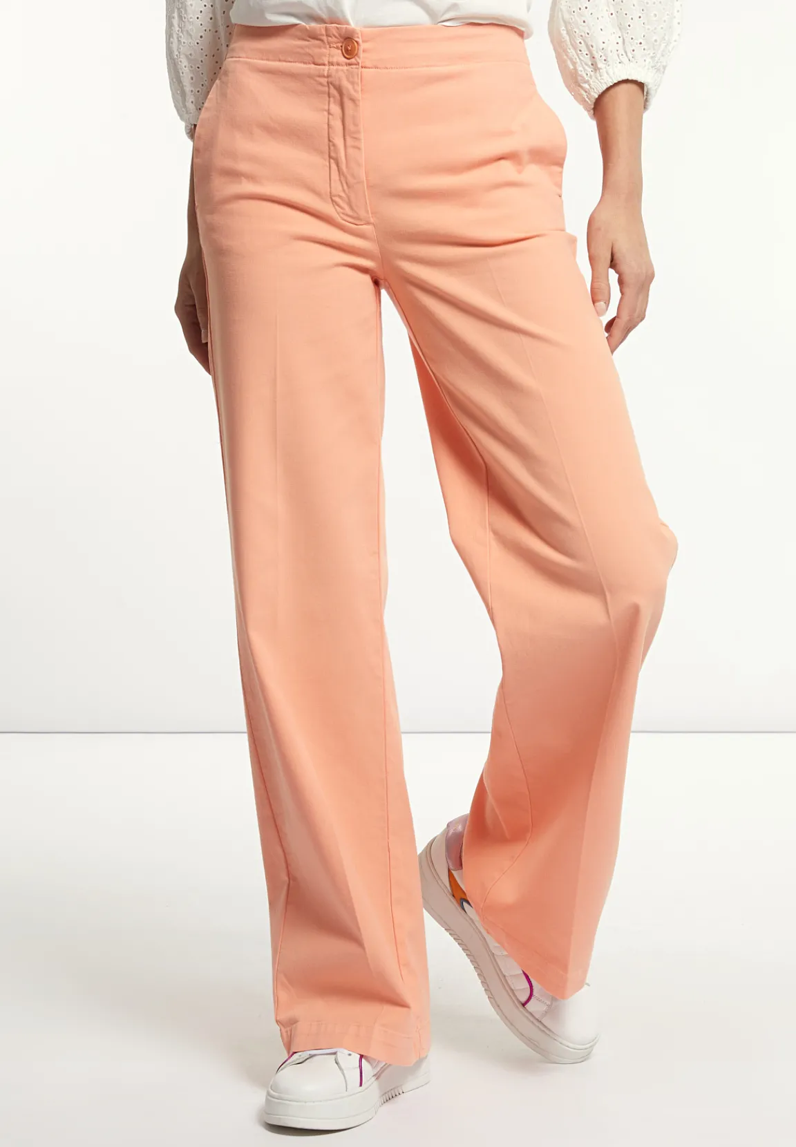 Hot River Woods Katoenen klassieke stretch broek oranje -