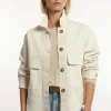 Clearance River Woods Katoenen kort jasje opgestikte zakken cream -