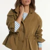 Fashion River Woods Katoenen korte jack opgestikte zak kaki -
